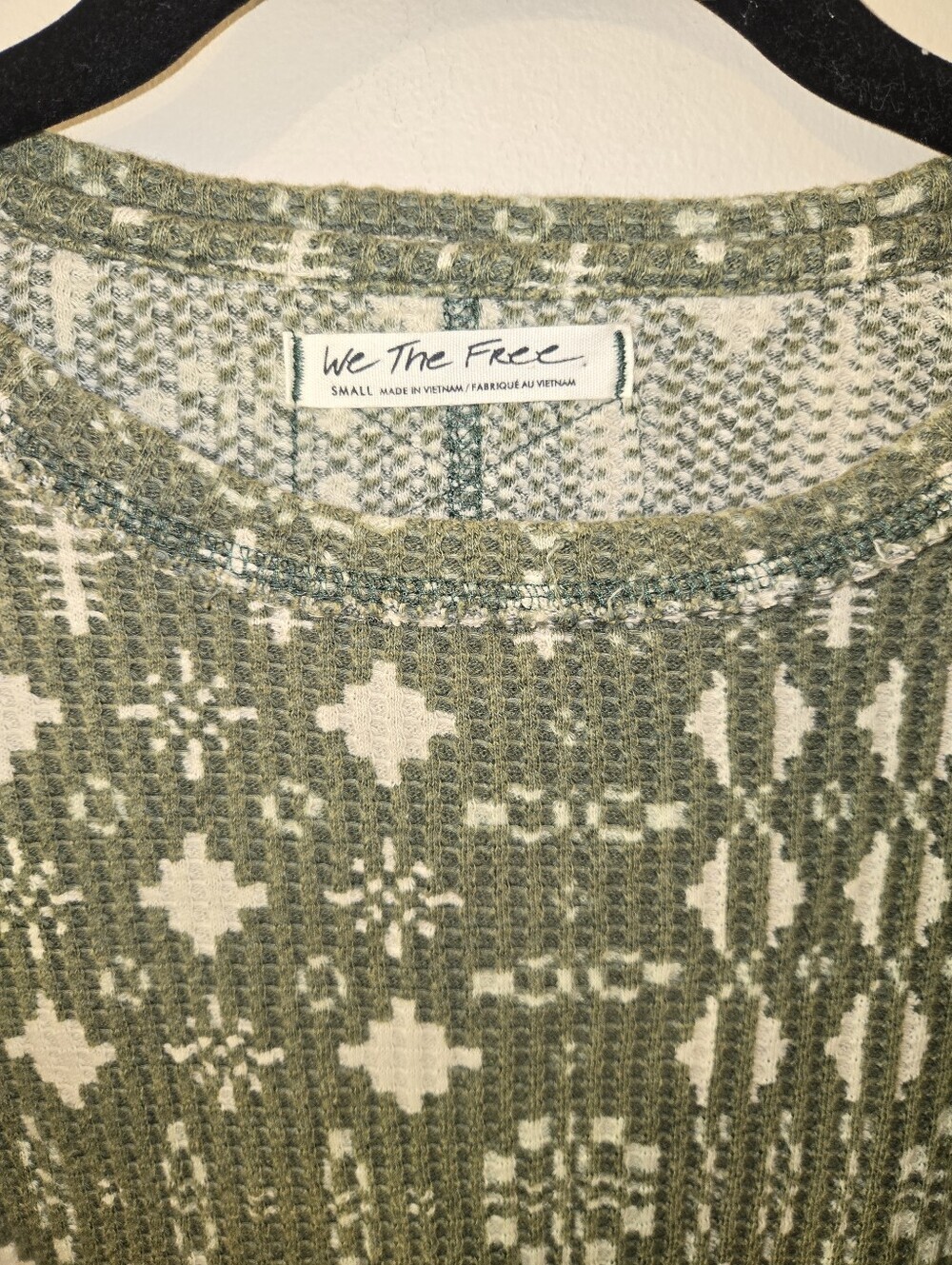 We The Free People Pretty Little Thermal Top Womens Blue Floral Long Sleeve S - Picture 6 of 13